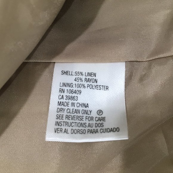 TAHARI Arthur S Levine Petite Beige Linen Blend Flap Pockets Blazer Jacket - Picture 3 of 8